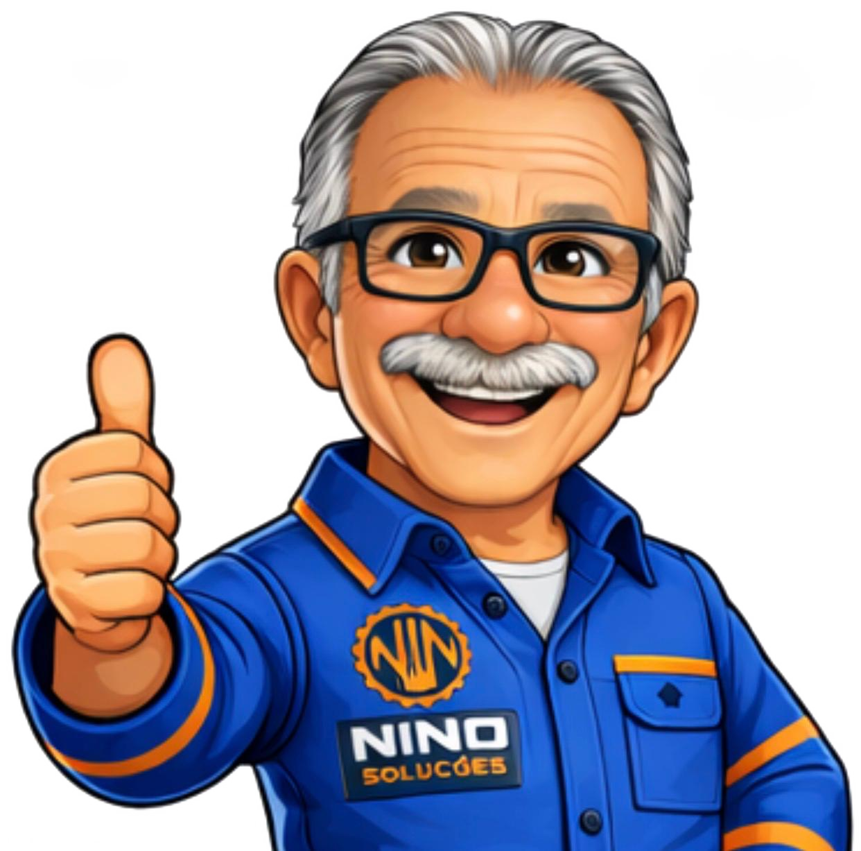 Mascote oficial da Nino Máquinas fazendo sinal positivo