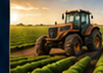 Trator operando em área agrícola