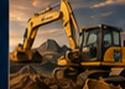 Escavadeira em obra de construção civil sem pessoas visíveis